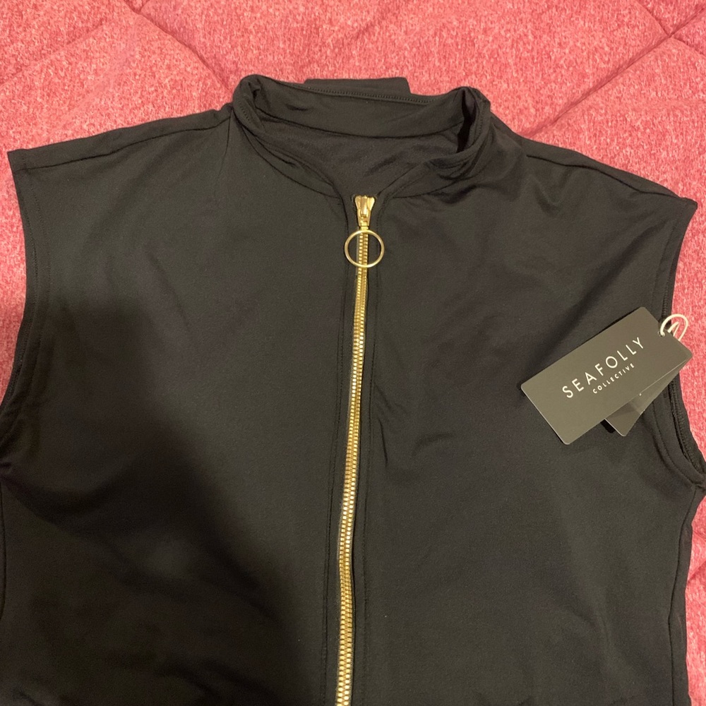 Seafolly Black Zip-Front One-Piece Swimsuit - Picture 12 of 14